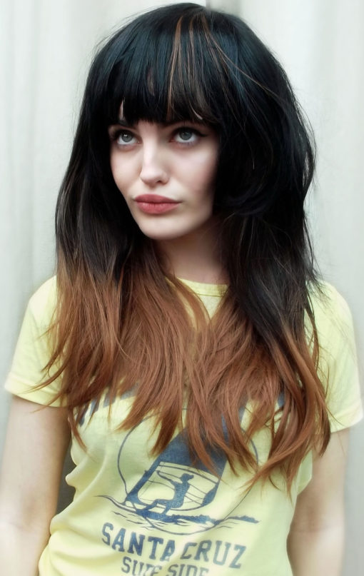 Brown long straight wig with bangs | Autumn Ombre by Lush Wigs UK