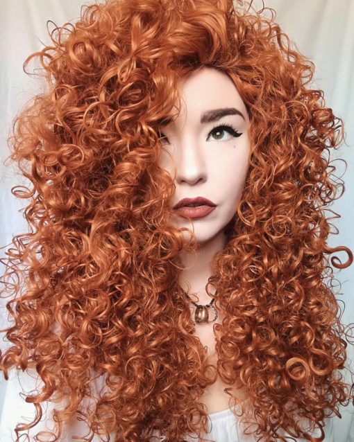 Merida is in a league of its own! It is a tumbling mass of auburn set in tight ringlet curls. Naturally, as the name suggests, instant Princess Merida Brave vibes!