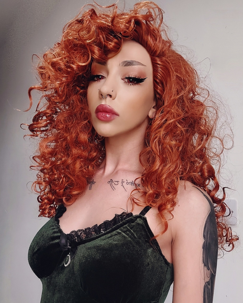 Big bright orange curly wig | Merida by Lush Wigs UK