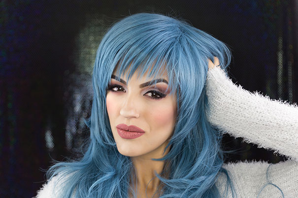 Dark Dusky Blue Long Beehive Cosplay Lush Wig