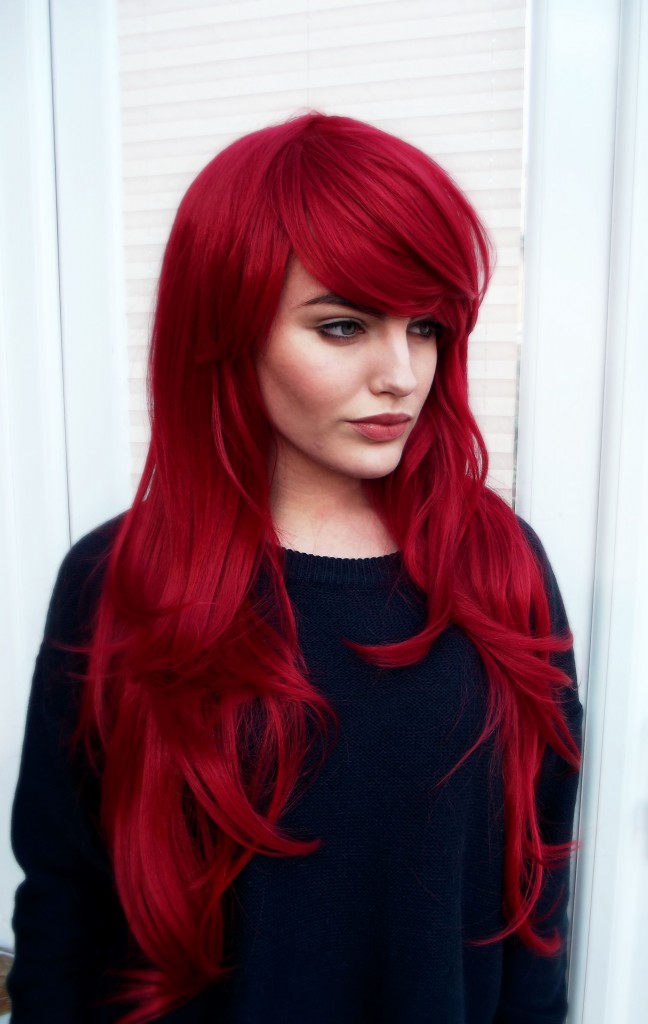 Dark Red Wavy Natural Gothic Lolita Cosplay Lush Wig