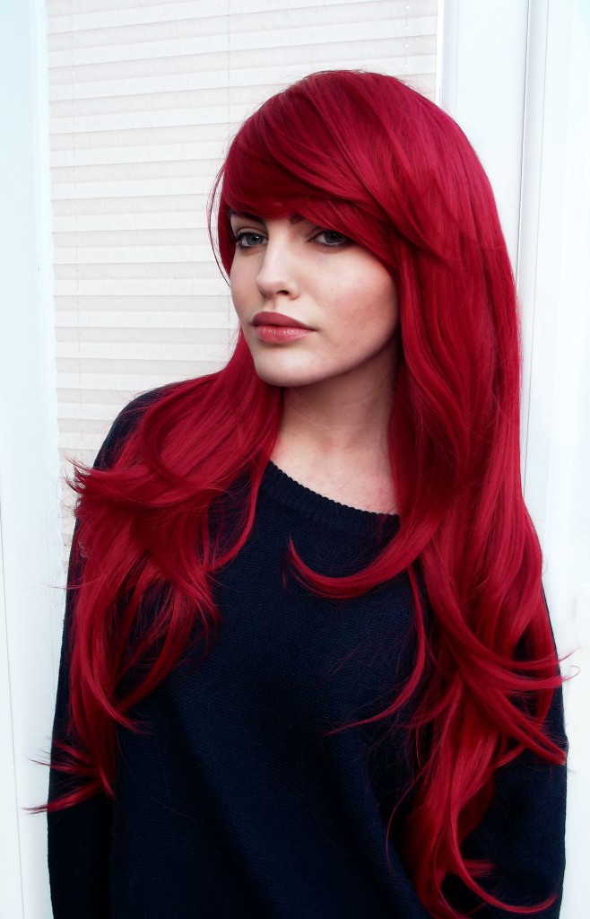 Dark Red Wavy Natural Gothic Lolita Cosplay Lush Wig