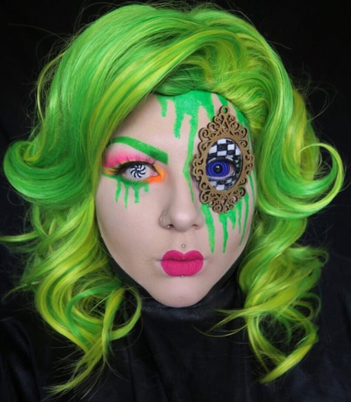 Toxic Pop is a bright mix of bold yellow and lime green, set in shoulder length curls. Not one for those looking to blend in, we love the neon look!