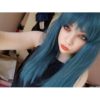 Blue long straight wig with bangs. Looking for a Hine cut, then look no further. Precious Metal is a distinctive aquamarine blue and green mix of colours.
