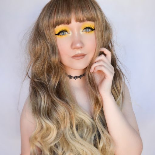 Hazel - Lush Wigs UK Angelic hair is here! Hazel is a delicate ombre. Dark blonde roots melt into a light honey blond ombre, soft loose curls that fall to the waist.