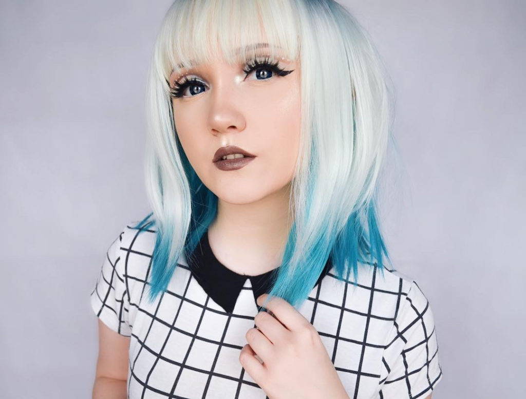blue layered wig