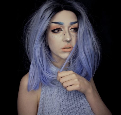 Cute baby blue Lace front bob. Shoulder length at the back cut into a wedge that is slightly longer at the front, the style gives this wig plenty of shape and movement. The powder blue colour is both glam and grunge enough to be worn dressed up or styled with an everyday look.