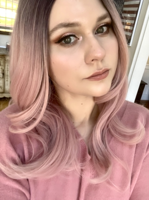 You want the ultimate blow-out, without the styling, and pink hair, without the dyeing. Make way for Strawberry Shortcake, blend of pastel pink and lilac root shadows for an outgrown look. Falls just past the shoulders.