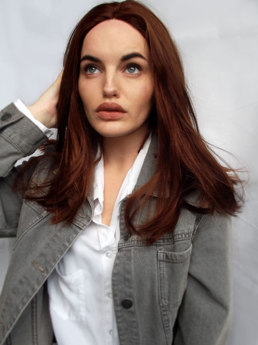 Brown straight long bob lace front wig. The perfect bob! Katya is a gorgeous dark golden brown colour, and is finished in a sleek graduated bob. This one is thick and has plenty of movement, with the ends finished in a gentle curl. It is set in a middle parting for a chic finish.