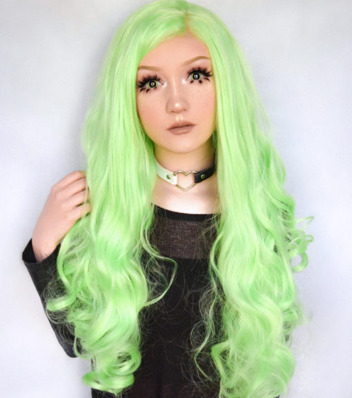 Bright long neon green wig. Kryton is bound to get you noticed! Part of our bright and bold Neon collection, this is a limited edition gem.
