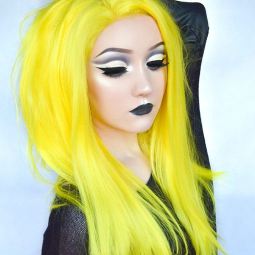 Neon yellow long straight lace front wig | Xenon by Lush Wigs UK