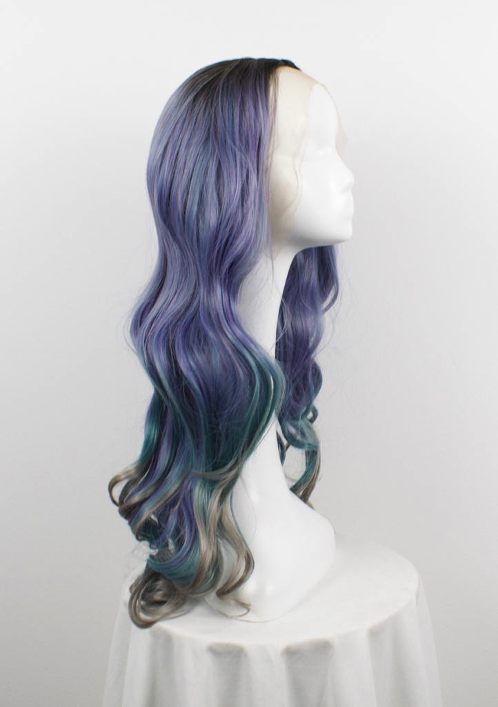 Multi coloured long curly lace front wig Jupiter by Lush Wigs UK