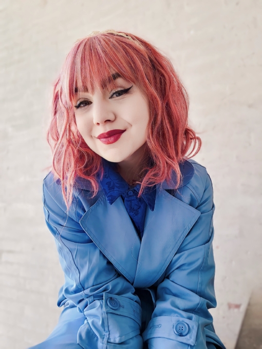 Bubble gum pink gives us Bon bon from roots to tips. Textured tousled waves are lightweight and manageable. This bob falls just above the shoulders with a blunt fringe to finish the look.