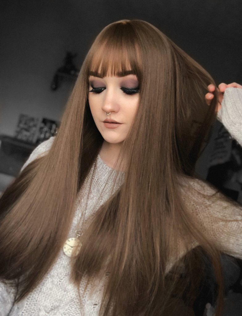 Brown straight long wig with bangs | Veronica by Lush Wigs UK