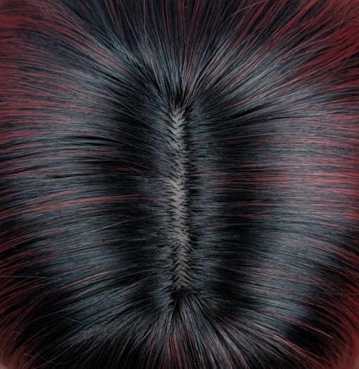 Jekyll - Lush Wigs UK This Reverse Ombré natural twist soft black wig with a deep red pop of colour. Soft black roots blend into this red hue with black tips. A sleek long style with long layers at the back, face framing layers at the front make this style easy to maintain. With a full blunt fringe to peep from under.