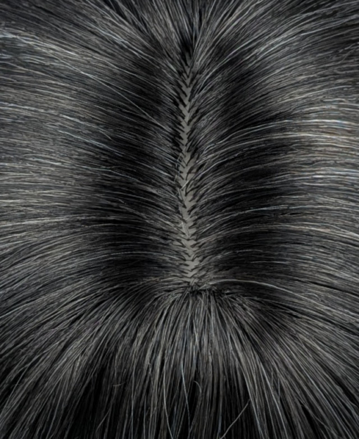 Grace - Lush Wigs UK Grace has dark brown roots for that natural look, that blends into this ashy grey colour. Sleek and straight falling to the waist. The fringe is sleek and blunt.