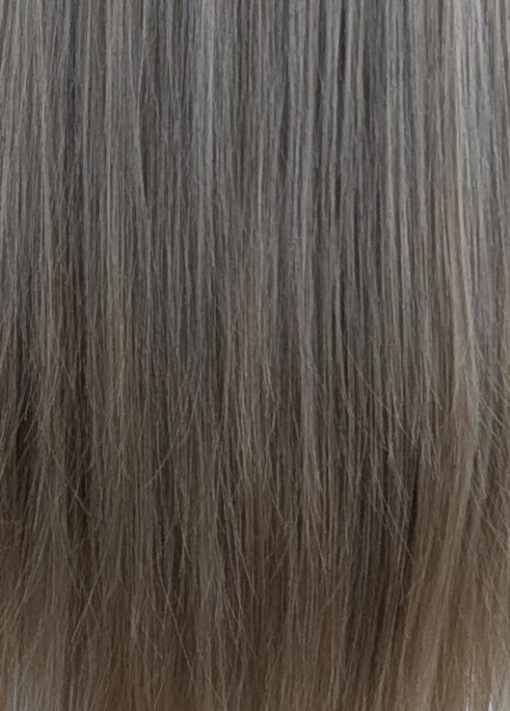 Grey Skies - Lush Wigs UK This wig has a mixture of sandy and mushroom blonde tones from the roots to ash blonde dip dye tips. Styled sleek with long layers falling to the waist. The fringe is long and sleek.
