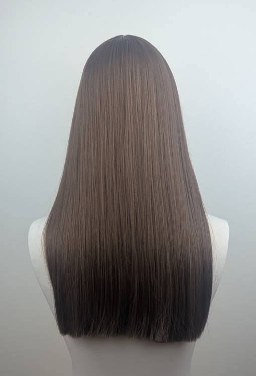 Veronica - Lush Wigs UK Veronica is a beautiful natural colour of golden brown from roots to tips. A straight one length blunt style with with a sleek light fringe.