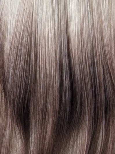 Sandstorm - Lush Wigs UK This natural reverse ombre wig comes in a mix of light blonde roots. They blend into a warm brown hue for a dip dye effect on the ends. A sleek long style with long layers at the back, face framing layers at the front make this style easy to maintain. With a sleek blunt fringe finishes the look.