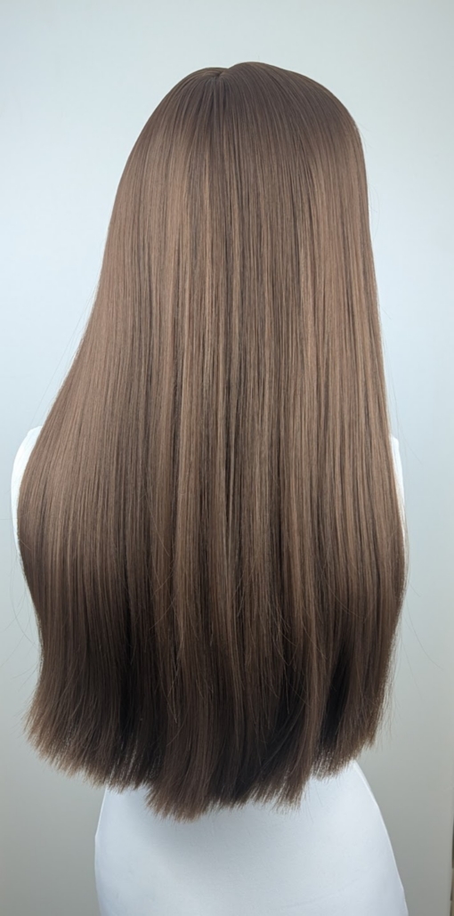Veronica - Lush Wigs UK Veronica is a beautiful natural colour of golden brown from roots to tips. A straight one length blunt style with with a sleek light fringe.