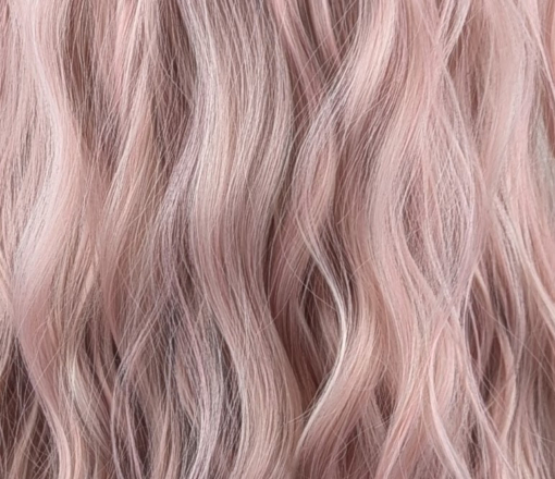Cameo - Lush Wigs UK Long loose barrel curls set the look of this style. Light brown shadowed roots give a natural feel to this pastel creamy mix of blonde and pink. A light fringe carries the colour.