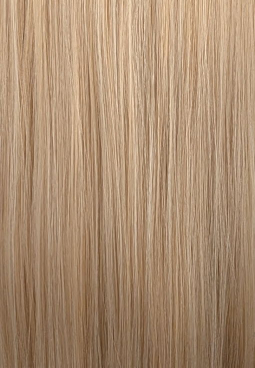 A long straight one-length wig that falls to the waist. This natural light honey blonde colour from roots to tips comes with a sleek blunt fringe.