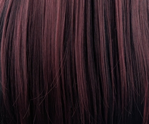 Stitch - Lush Wigs UK This wig is cut into face framing layers with a sleek blunt fringe. A long style with a slice of dark pink at the front. Mixed in with a natural warm black tone to the rest of the head. A block of pink colour from the nape of the neck gives a peek-a-boo effect.