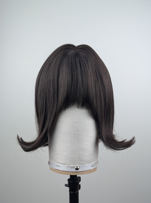 Outlet #241 - Lush Wigs UK This natural brown from roots to tips sleek bob, with a subtle flick. finished with a sleek fringe.